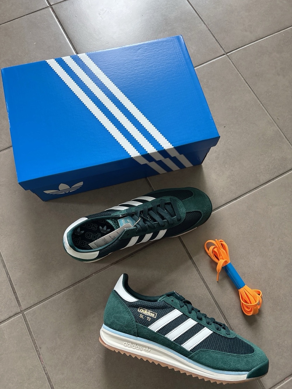 adidas Dark Green & White SL 72 Retro Sneakers